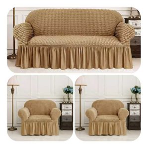 Cubre Sillon Algodón Turco 3+1+1 Polatti Color Beige