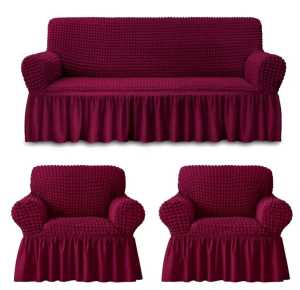 Cubre Sillon Algodón Turco 3+1+1 Polatti Color Burdeo