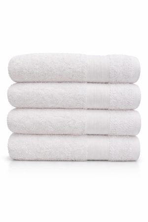 Set 4 Toallas de Mano 100% Algodón Turco color Blanco