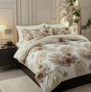 Sábanas Queen Marrón Flores - 2 Plazas de Algodón Turco 100% Premium – 480 Hilos