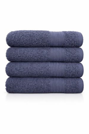 Set 4 Toallas de Mano 100% Algodón Turco Original Color Azul Rey
